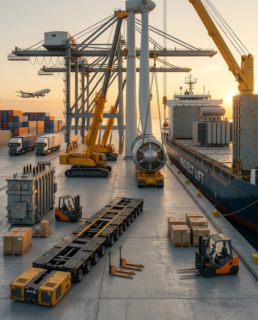 Port cranes handling heavy project cargo
